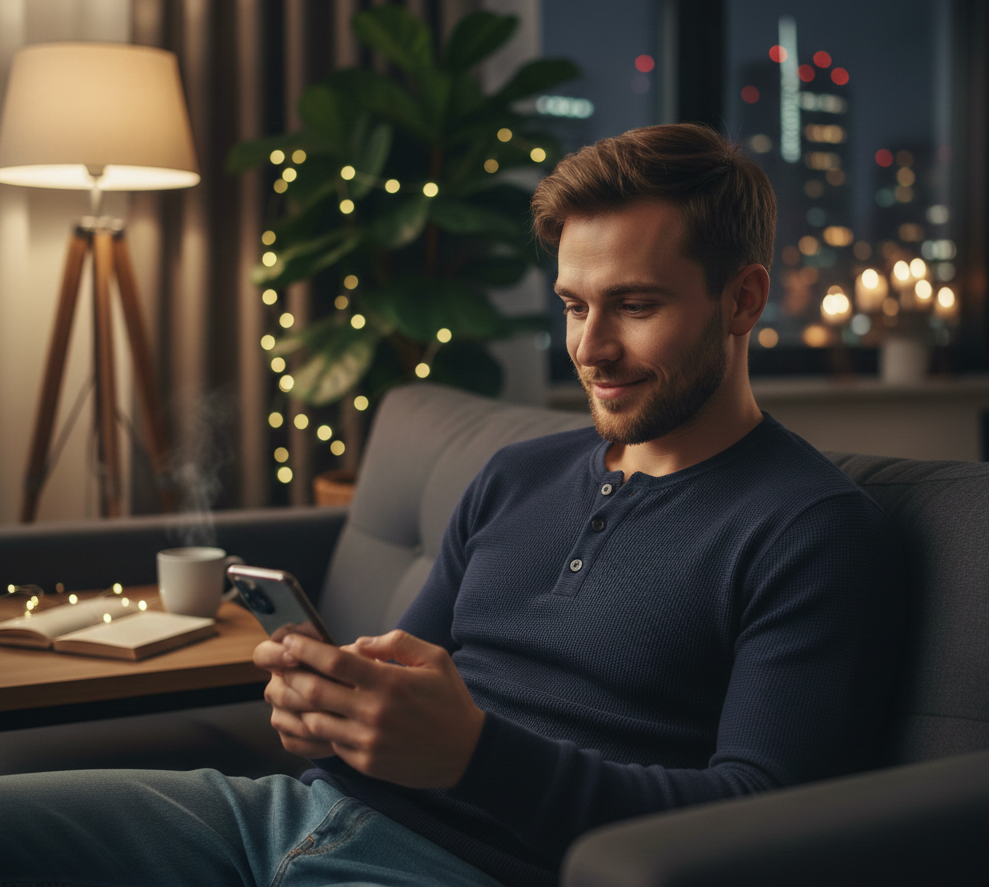 Person using scheduling app on phone